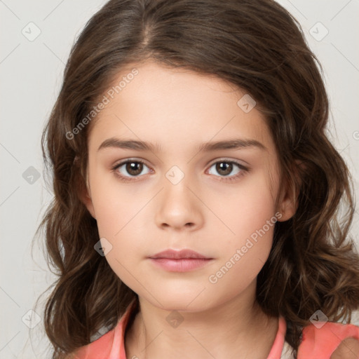 Neutral white child female with medium  brown hair and brown eyes