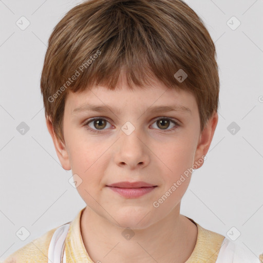 Neutral white child male with short  brown hair and brown eyes