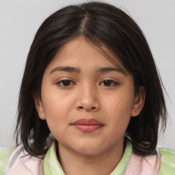 Neutral asian young-adult female with medium  brown hair and brown eyes