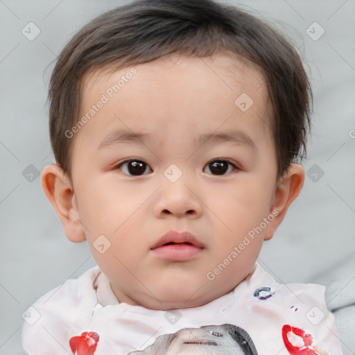 Neutral white child male with short  brown hair and brown eyes