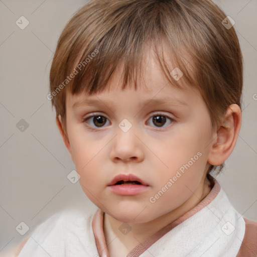 Neutral white child female with short  brown hair and brown eyes