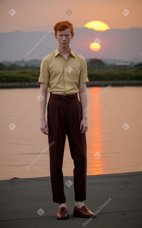 Japanese young adult male with  ginger hair