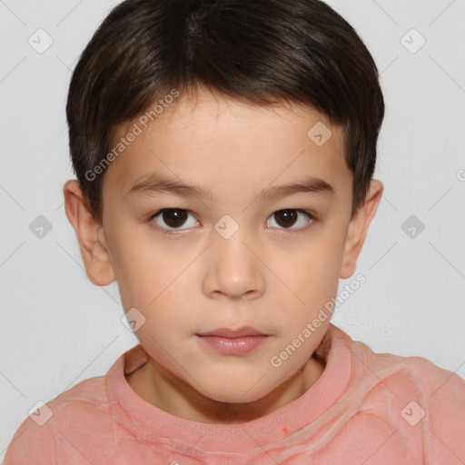 Neutral white child male with short  brown hair and brown eyes