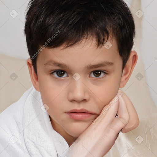 Neutral white child male with short  brown hair and brown eyes