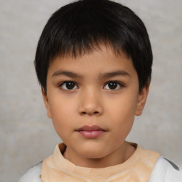 Neutral asian child male with short  brown hair and brown eyes