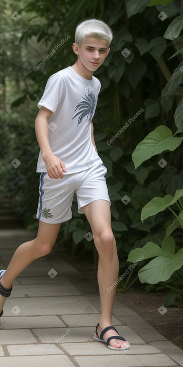 Macedonian teenager boy with  white hair