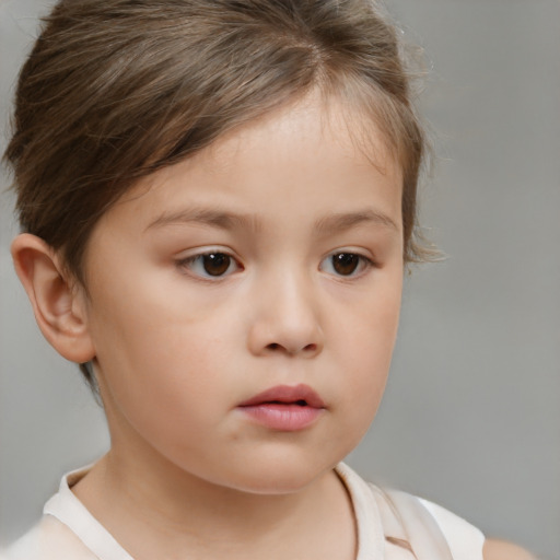 Neutral white child female with medium  brown hair and brown eyes