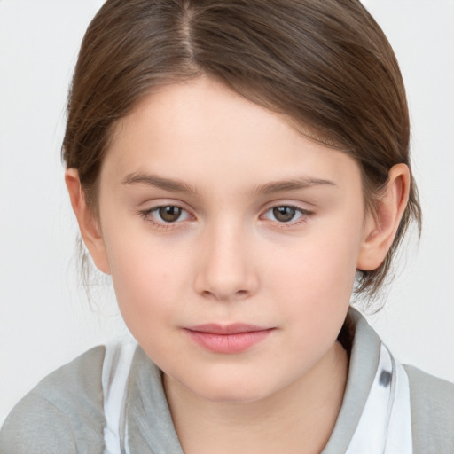 Neutral white child female with medium  brown hair and brown eyes