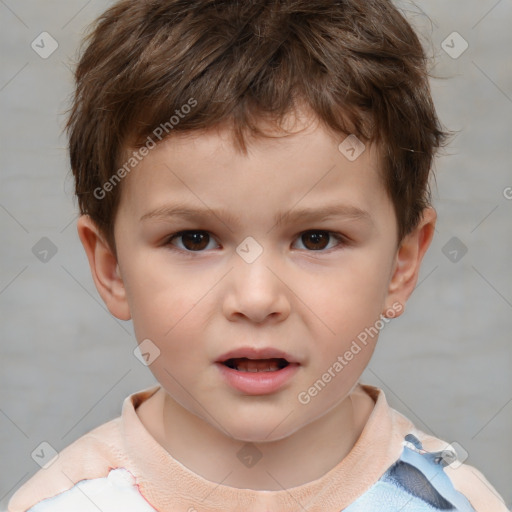 Neutral white child male with short  brown hair and brown eyes