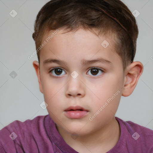 Neutral white child male with short  brown hair and brown eyes