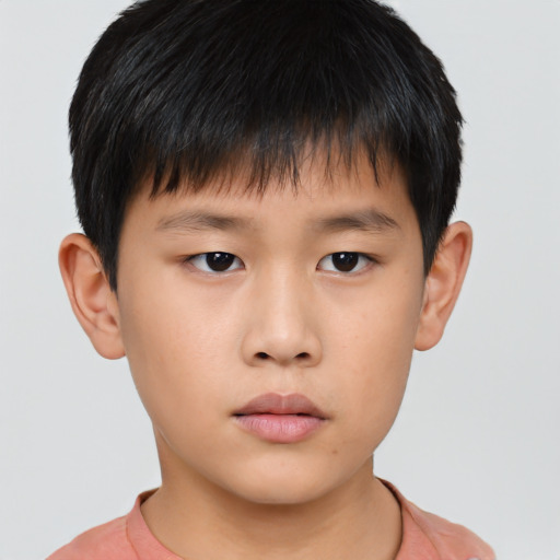 Neutral asian child male with short  brown hair and brown eyes