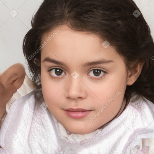 Neutral white child female with medium  brown hair and brown eyes