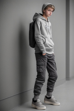 Swiss teenager boy with  gray hair