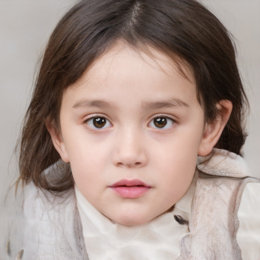 Neutral white child female with medium  brown hair and brown eyes