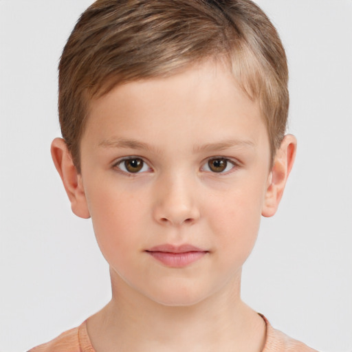 Neutral white child male with short  brown hair and brown eyes