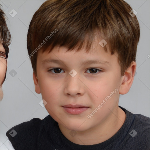 Neutral white child male with short  brown hair and brown eyes