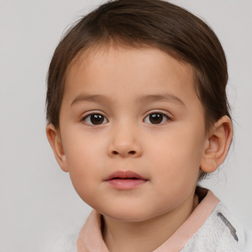 Neutral white child female with medium  brown hair and brown eyes