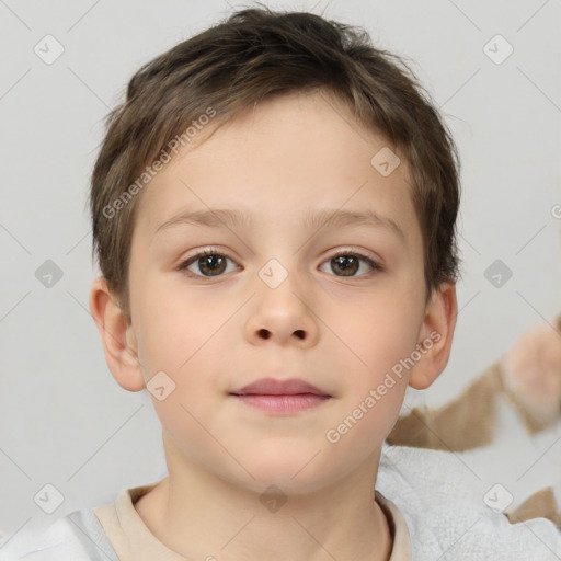 Neutral white child male with short  brown hair and brown eyes