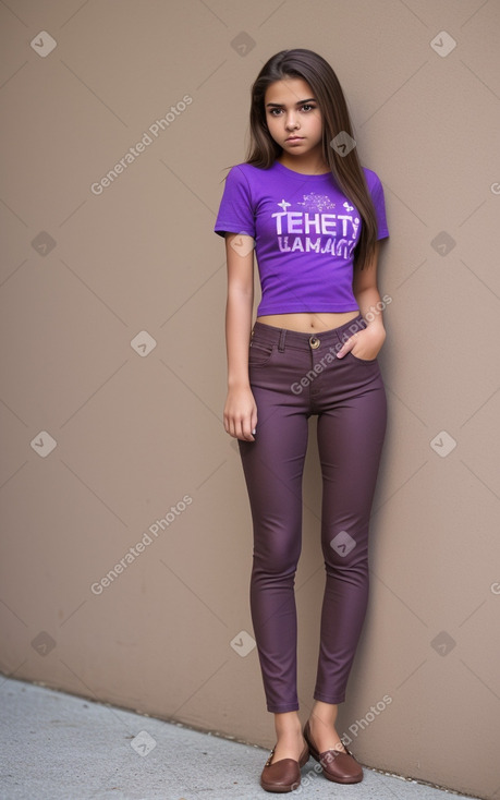 Hispanic teenager girl with  brown hair