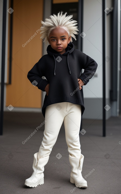 African american child female with  white hair