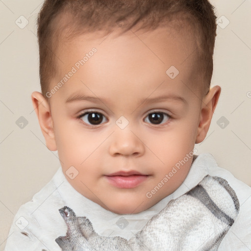 Neutral white child female with short  brown hair and brown eyes