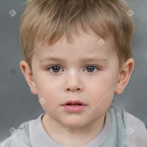 Neutral white child male with short  brown hair and brown eyes