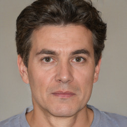 Neutral white adult male with short  brown hair and brown eyes