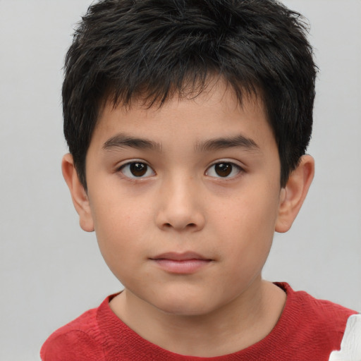 Neutral white child male with short  brown hair and brown eyes