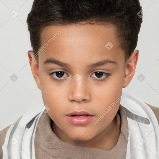 Neutral white child female with short  brown hair and brown eyes