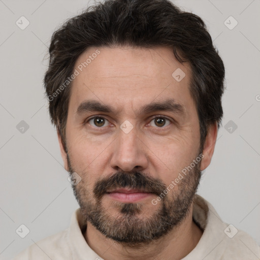 Neutral white adult male with short  brown hair and brown eyes