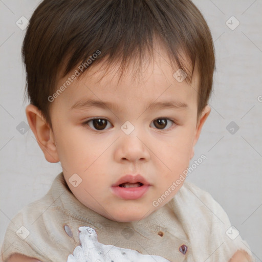 Neutral white child male with short  brown hair and brown eyes