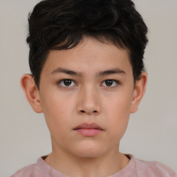 Neutral white child male with short  brown hair and brown eyes