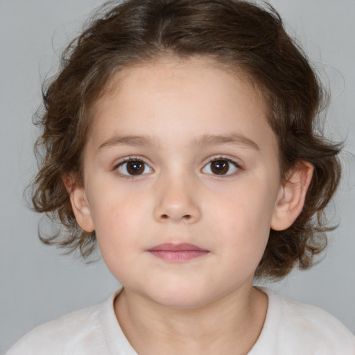 Neutral white child female with medium  brown hair and brown eyes