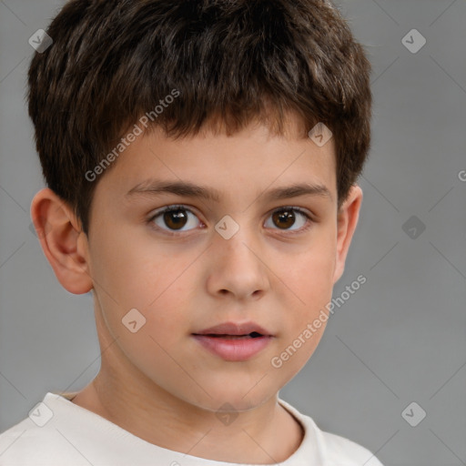 Neutral white child male with short  brown hair and brown eyes