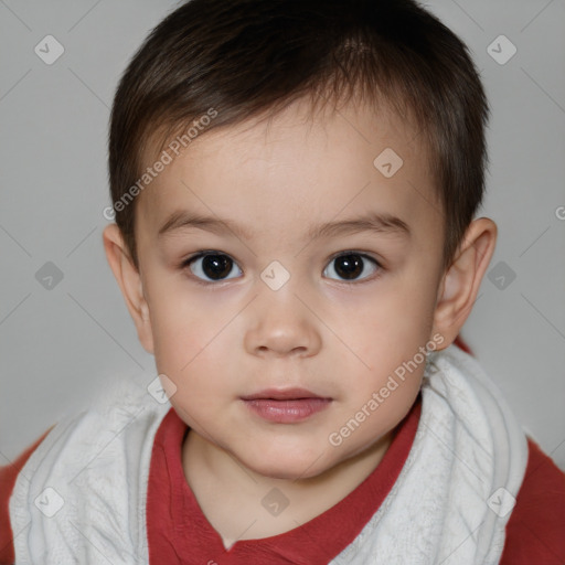 Neutral white child female with short  brown hair and brown eyes