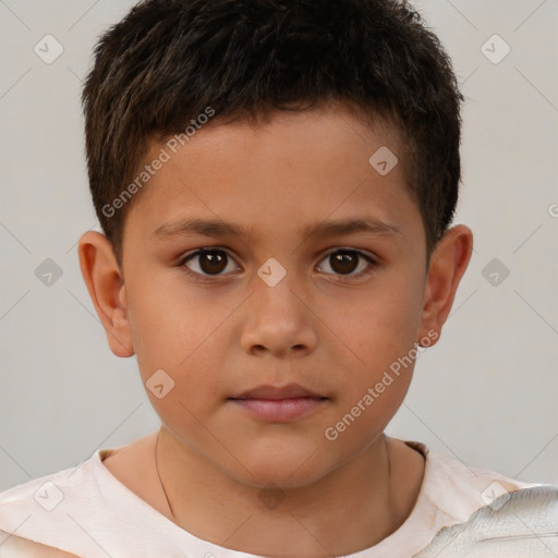 Neutral white child male with short  brown hair and brown eyes