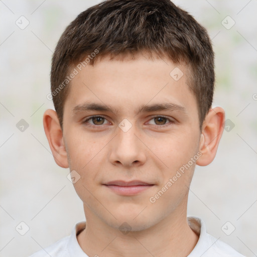 Neutral white child male with short  brown hair and brown eyes