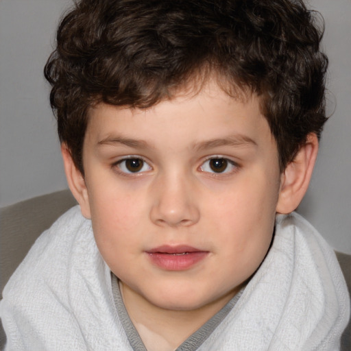 Neutral white child male with short  brown hair and brown eyes