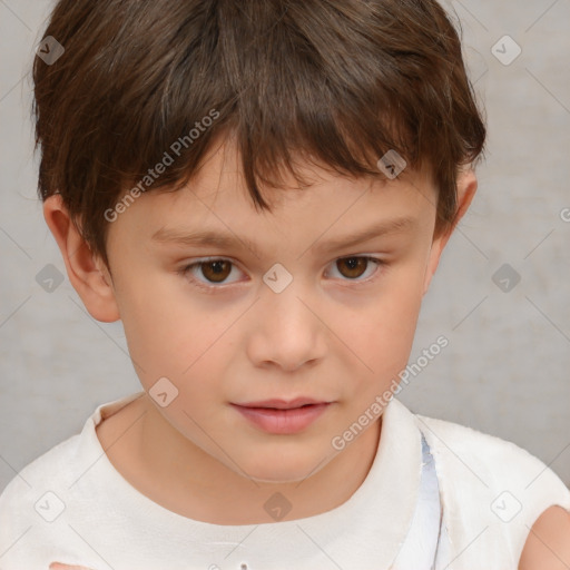 Neutral white child male with short  brown hair and brown eyes