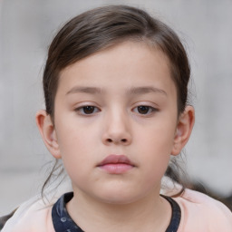 Neutral white child female with short  brown hair and brown eyes