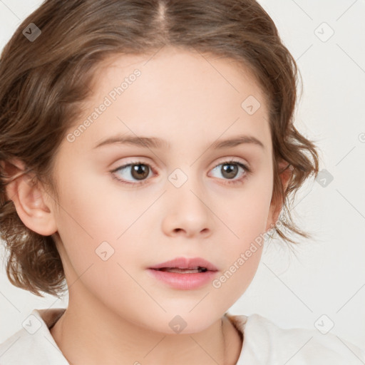 Neutral white child female with medium  brown hair and brown eyes