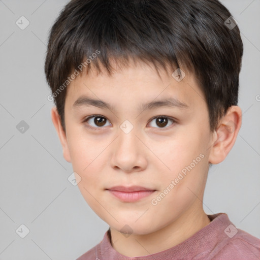 Neutral white child male with short  brown hair and brown eyes