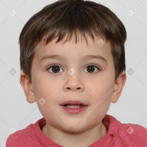 Neutral white child male with short  brown hair and brown eyes