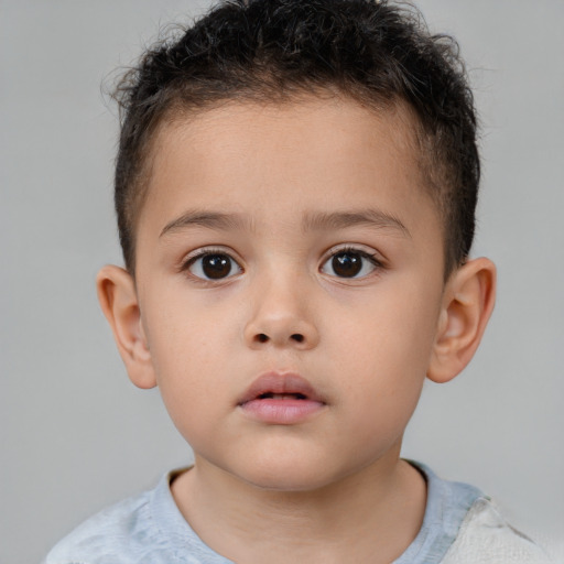 Neutral white child male with short  brown hair and brown eyes