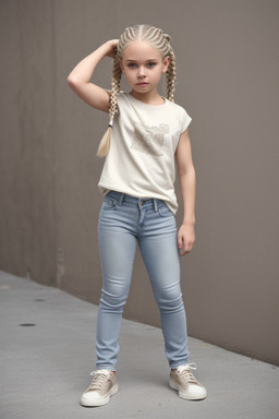 Caucasian child female with  white hair