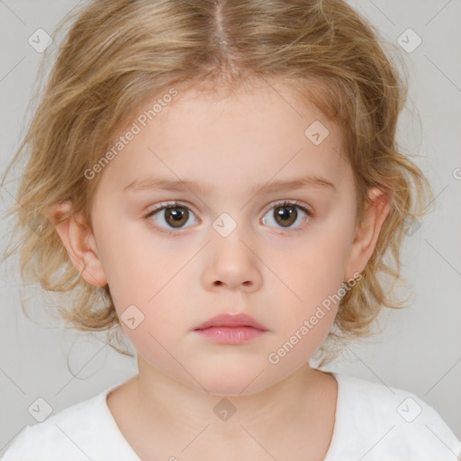 Neutral white child female with medium  brown hair and brown eyes