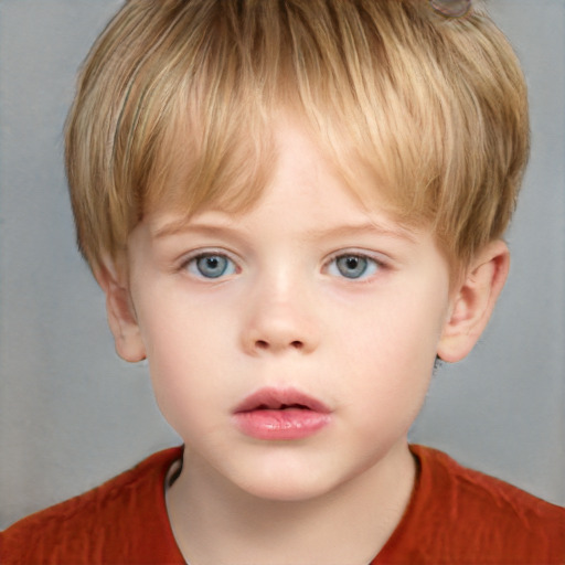 Neutral white child male with short  brown hair and grey eyes