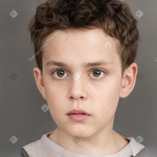 Neutral white child male with short  brown hair and brown eyes