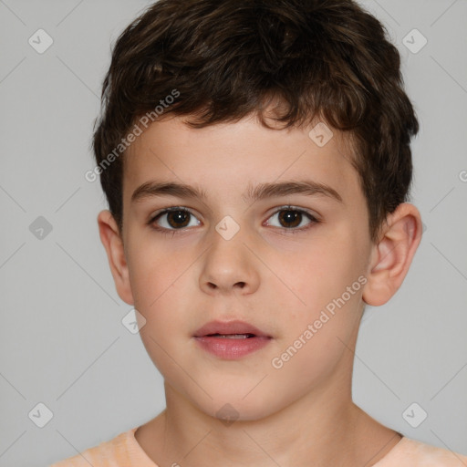 Neutral white child male with short  brown hair and brown eyes