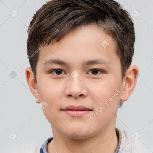 Neutral white child male with short  brown hair and brown eyes